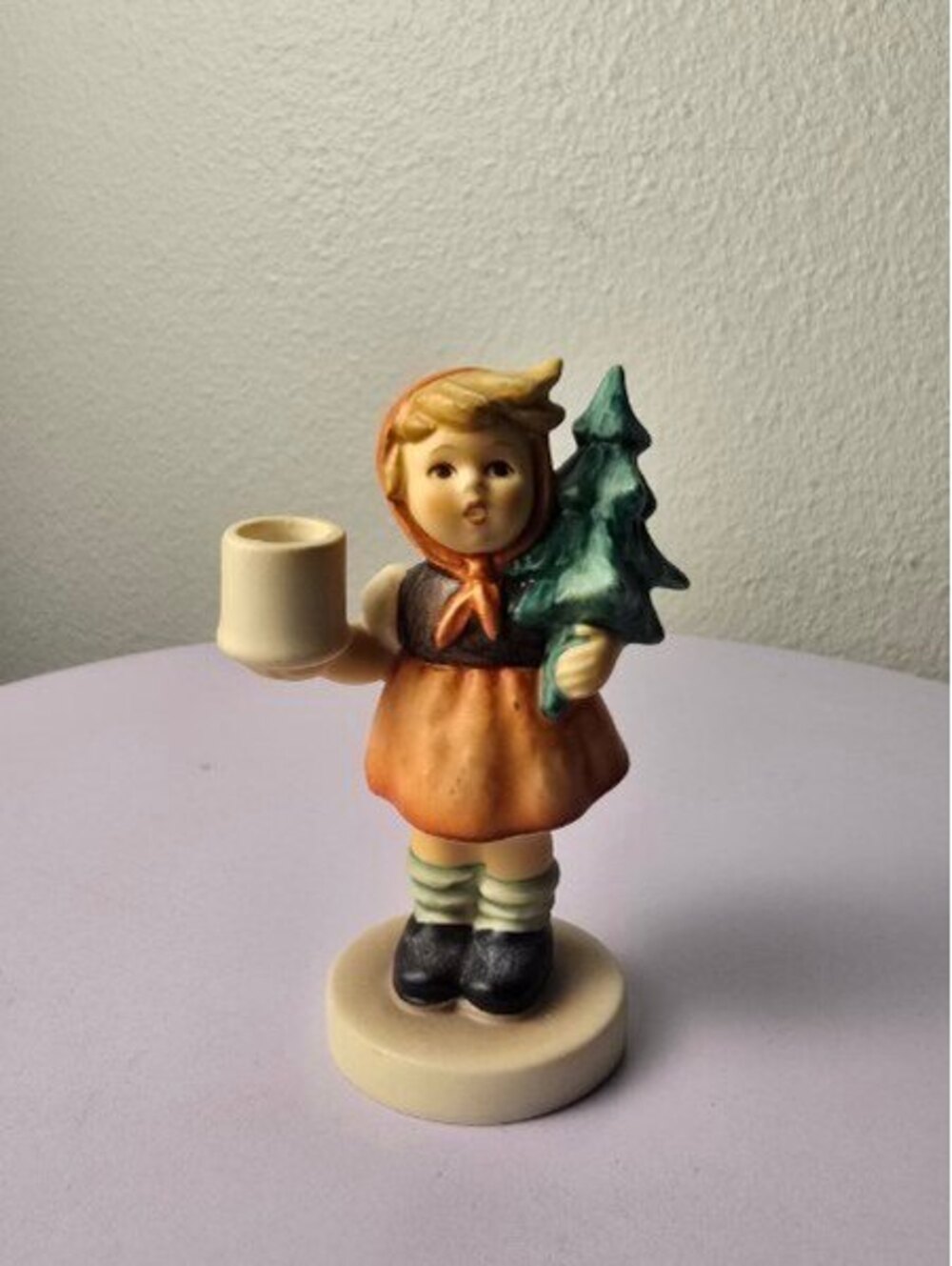 Vintage Hummel Figurine Girl with Christmas Tree and Mug TMK-6